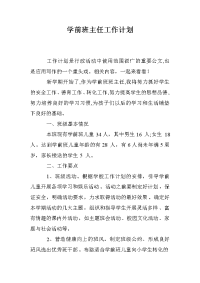 学前班主任工作计划