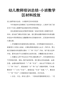 幼儿教师培训总结小班数学区材料投放