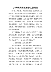 乡镇政府党政班子的述职报告