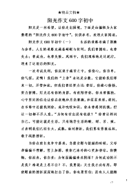 阳光作文600字初中
