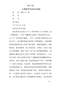 小麦农学专业实习总结