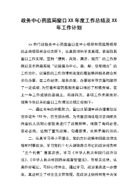 政务中心药监局窗口xx年度工作总结及xx年工作计划