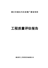 污水处理厂工程质量评估报告