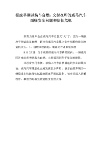 报废早期试装车自燃，交付在即的威马汽车面临安全问题和信任危机.doc