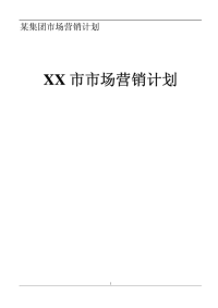 某集团市场营销计划-xx市市场营销计划