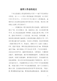 监理工作总结范文