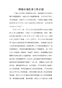 村级计划生育工作计划