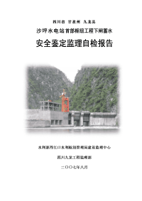 沙坪水电站首部枢纽工程下闸蓄水安全鉴定监理自检报告最终