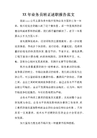 xx年业务员转正述职报告范文