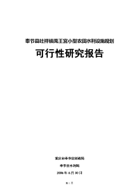 奉节县吐祥镇禹王宫小型农田水利设施规划可行性研究报告