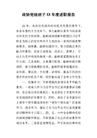 政协党组班子某年度述职报告